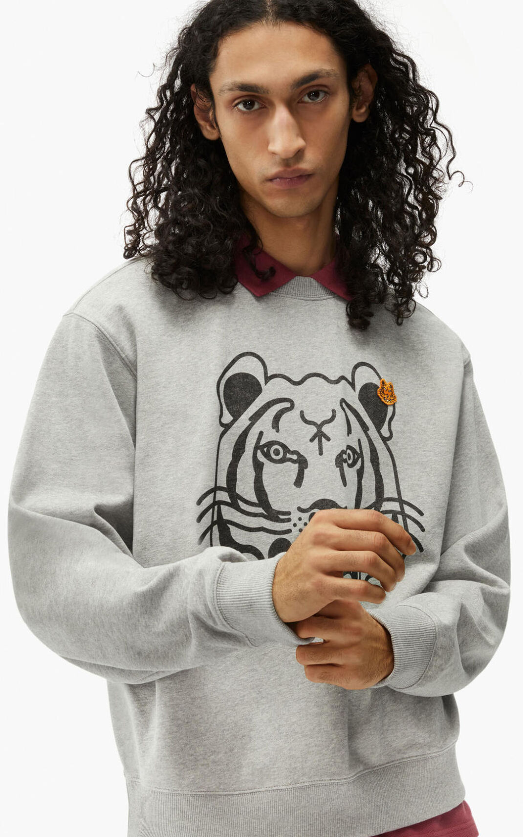 Kenzo K Tiger Sweatshirt Grey For Mens 2531RPMBN